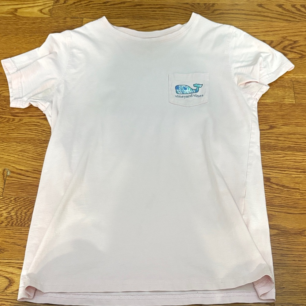 Vineyard Vines Kids Light Pink Tee with Pocket